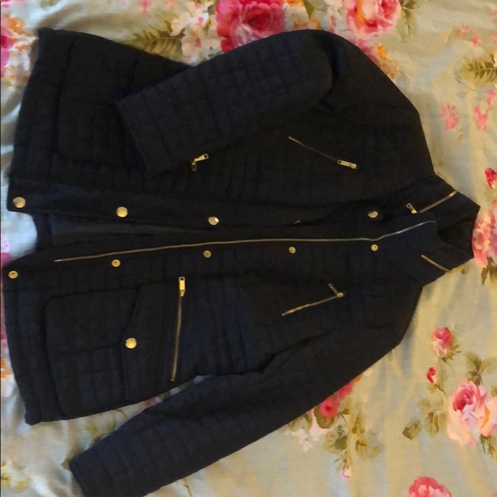 Michael Kors Quilted Navy Coat